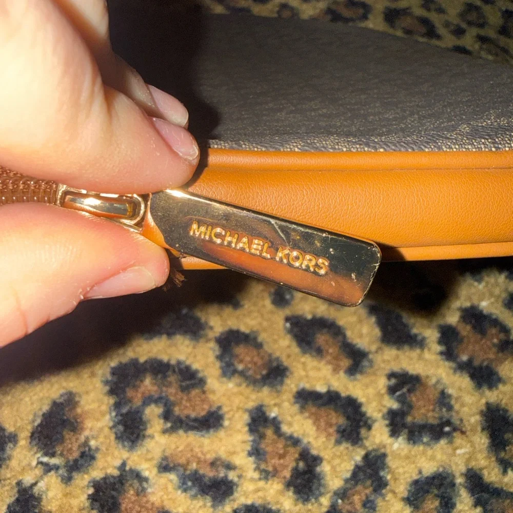 Michael Kors Signature Gray and Brown Laptop Bag